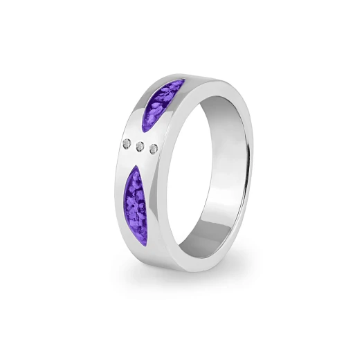 BM-R-335 Pierścionek Memorialny Unisex z drobnymi kryształkami - THREE TOGETHER