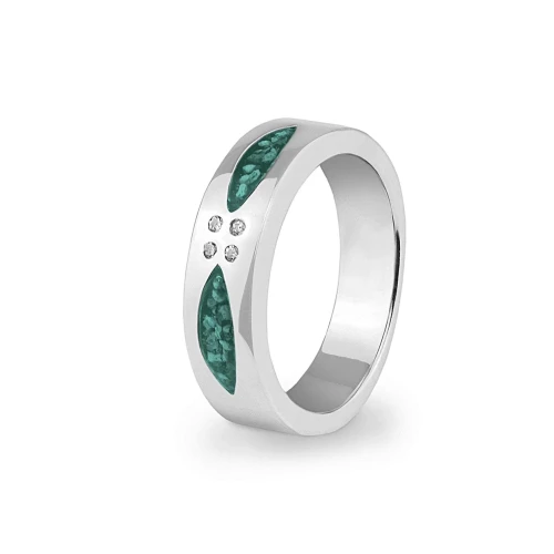 BM-R-336 Pierścionek Memorialny Unisex z drobnymi kryształkami - FOUR TOGETHER