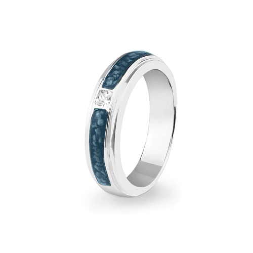BM-R-337 Pierścionek Memorialny Unisex z drobnymi kryształkami - REMEMBRANCE