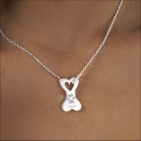 Naszyjnik memorialny - odcisk łapki PSIA KOŚĆ z kryształkami