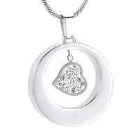 Naszyjnik / relikwiarz na prochy ze stali szlachetnej SERCE W KÓŁKU