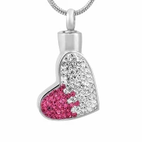 Naszyjnik / relikwiarz na prochy ze stali szlachetnej  SERCE ROSE CRYSTAL