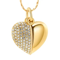 Naszyjnik / relikwiarz na prochy ze stali szlachetnej OTWARTE SERCE GOLD