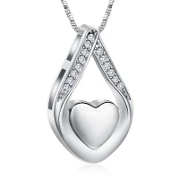 Naszyjnik / relikwiarz na prochy ze stali szlachetnej HEART SILVER