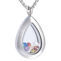 Naszyjnik / relikwiarz na prochy ze stali szlachetnej ŁEZKA MIX KOLOR