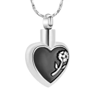 Naszyjnik / relikwiarz na prochy ze stali szlachetnej BLACK HEART