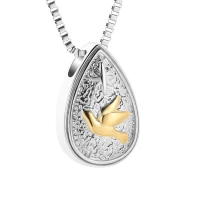 Naszyjnik / relikwiarz na prochy ze stali szlachetnej ŁEZKA GOLD BIRD