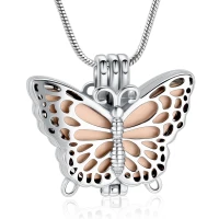 Naszyjnik / relikwiarz na prochy ze stali szlachetnej KORONKOWY MOTYL