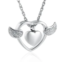 Naszyjnik / relikwiarz na prochy ze stali szlachetnej SKRZYDŁA OD SERCA