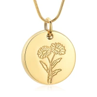 Naszyjnik / relikwiarz na prochy ze stali szlachetnej KOŁO FLOWERS