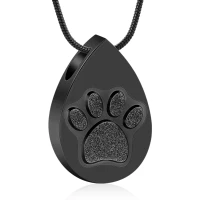 Naszyjnik / relikwiarz na prochy ze stali szlachetnej ŁEZKA Z ŁAPKĄ