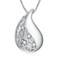 Naszyjnik / relikwiarz na prochy ze stali szlachetnej RZEŹBIONA KROPLA